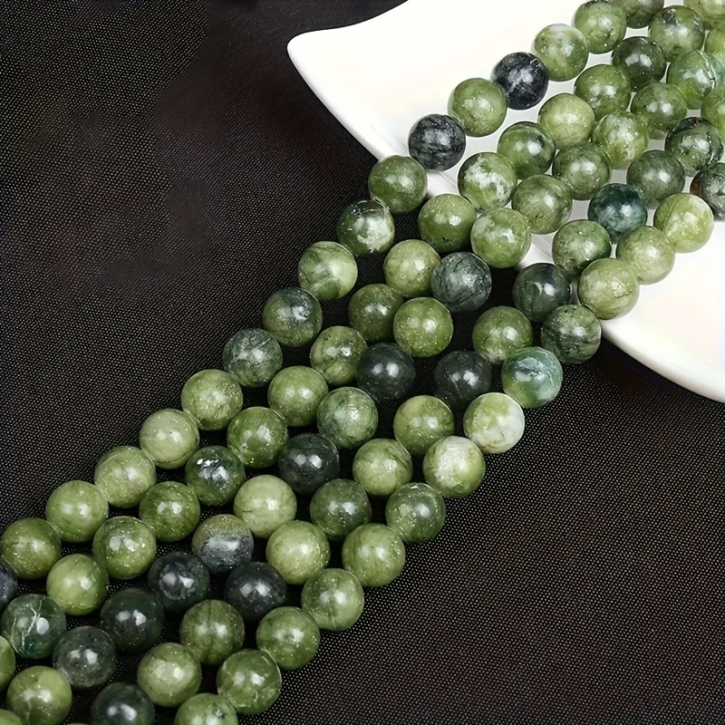 4 6 8 10mm Green Natural Stone Beads Loose Gemstones for Jewelry Making